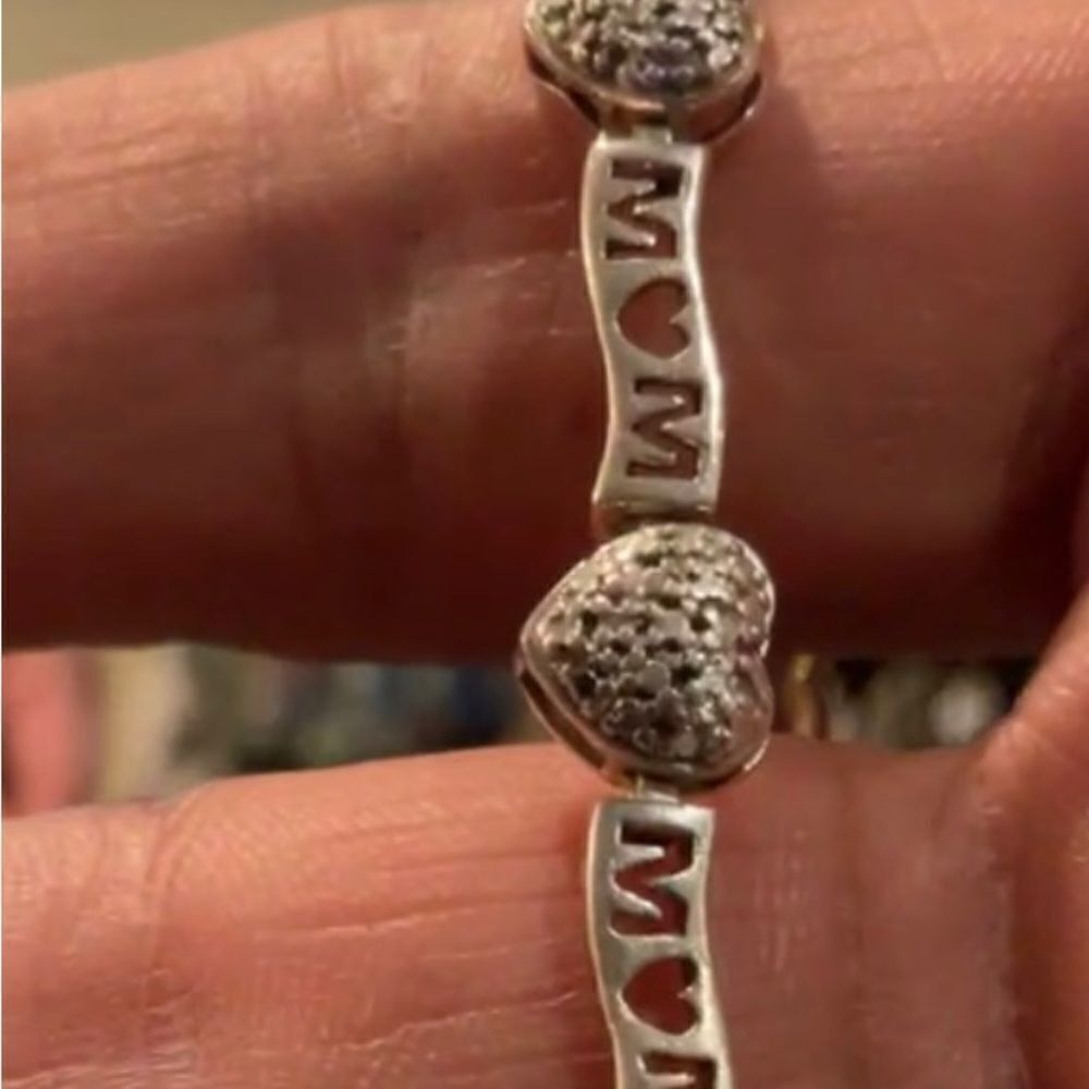 Vintage 925 Heart& Mom Link Bracelet